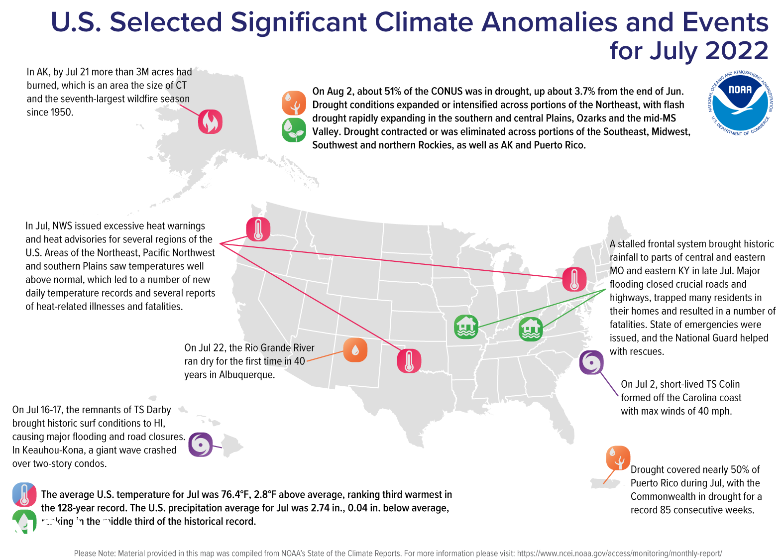 5 July 2022 US Significant Climate Events Map